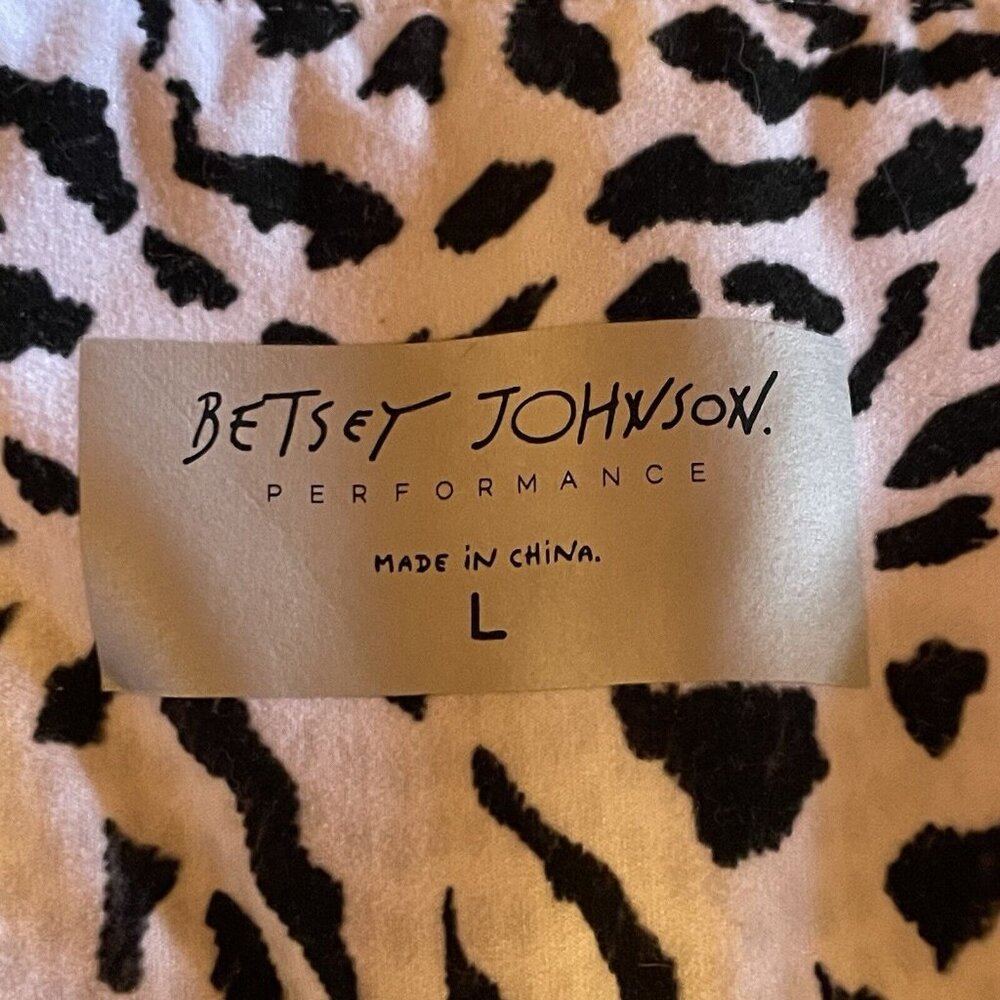 Betsey Johnson Performance Workout Black White Leggings Tiger Print Capri Large - Picture 4 of 5